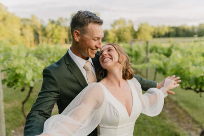 outdoor wedding ceremony in a vineyard in mid michigan