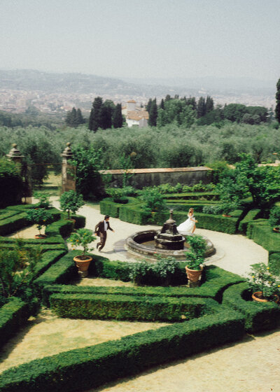Timeless beauty of a stylish bride, gracefully posing in her gown, embodying elegance and sophistication in a dreamy wedding atmosphere