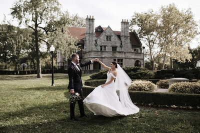 Bride and groom dancing at Willistead Manor