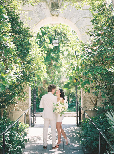 engagement session for a couple at vizcaya museum and gardens