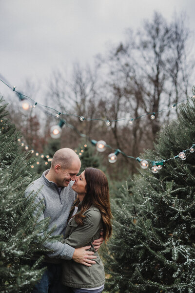 couple in christmas trees