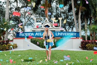 Florida Atlantic Graduation Photoshoot Confetti