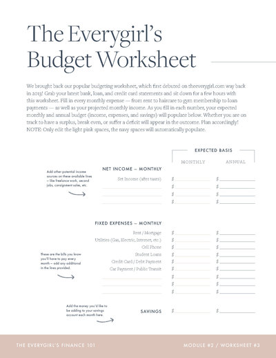 The Everygirl's Budget Worksheet (Module 002, Worksheet #3)_Page_1