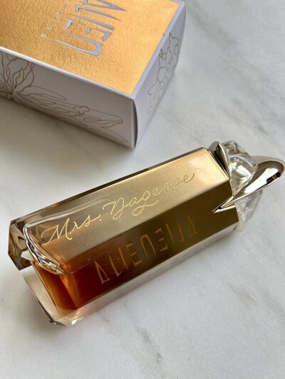 Engraved perfume bottle
