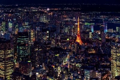 tokyo tower with cityscape