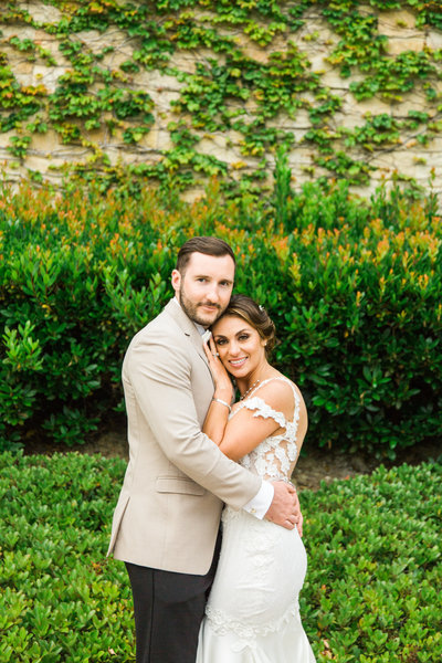 Bride and groom at Pelican Hill during a wedding photographed by Palm Springs wedding photographer Ashley LaPrade.