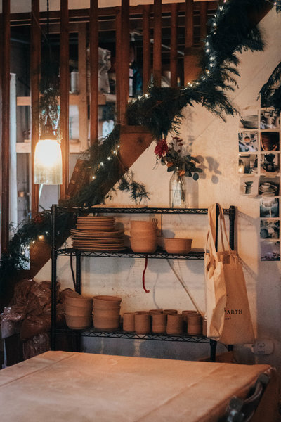 White Hearth Pottery Studio at Christmas time