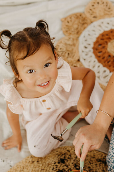 little girl looking at camera
