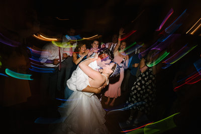 stratton mountain lodge wedding reception with glow lights for the party