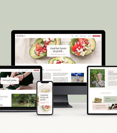 custom website design for fitness coach and nutritionist shown on multiple devices