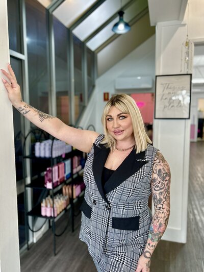 DHC founder Danielle at the front of her salon