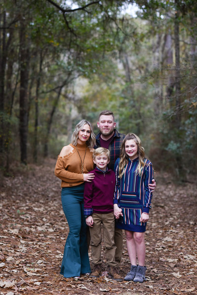 Beautiful Mississippi Family Photography: Couple and their children in fall, moody look family portrait