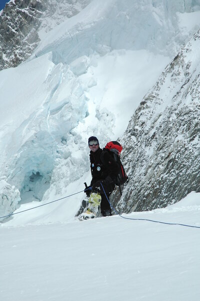 Harry Farthing in the Khumbu Icefall, Mt. Everest