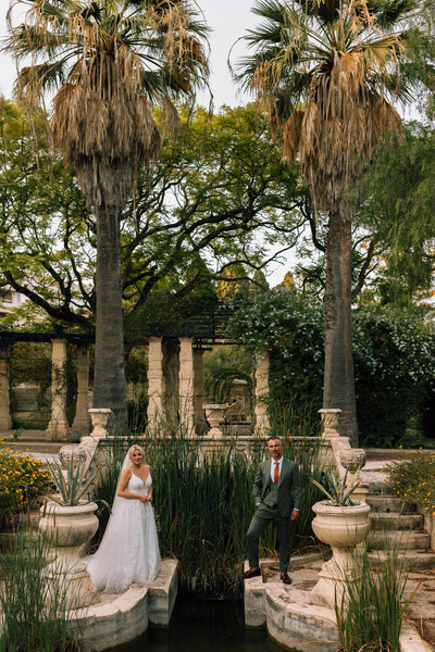 Bride and groom portrait at Villa Bologna