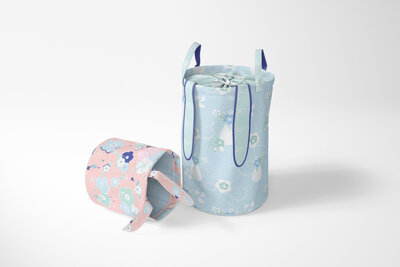 Patterned fabric toy bins
