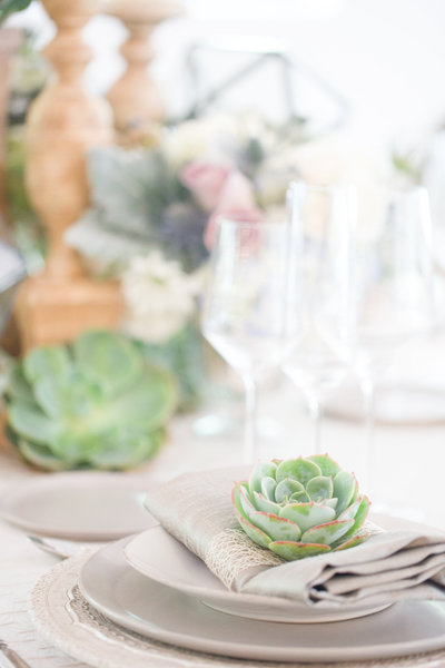 Green Succulent El Chorro Wedding Reception Details | Amy & Jordan Photography