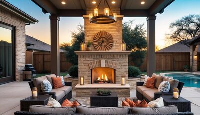 Outdoor fireplaces for Dallas homes. Create a cozy atmosphere for your backyard with custom fire features.