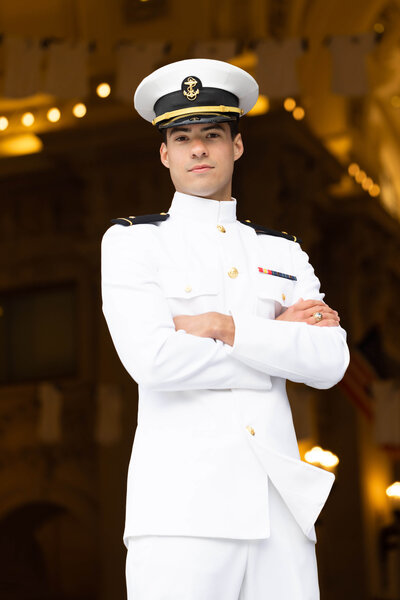 Naval Academy senior picture at Bancroft Hall in Annapolis, Md.