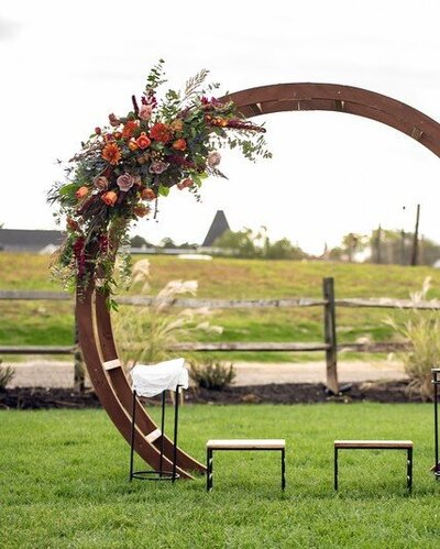 Leigh Florist Design Studio Audubon NJ Wooden Circle Floral Arch for your wedding day