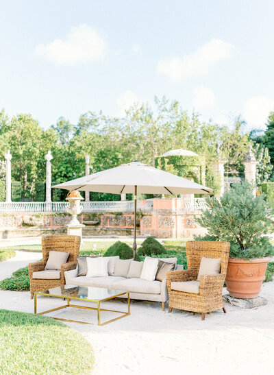 outdoor lounge area as florida destination wedding