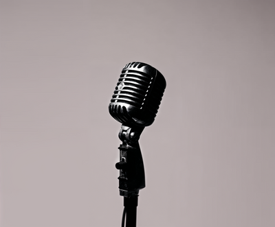 Vintage microphone icon representing podcast launch services by Jasmina Kimova