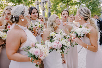 Virginia wedding with gorgeous pink flowers at Middle Fork Barn