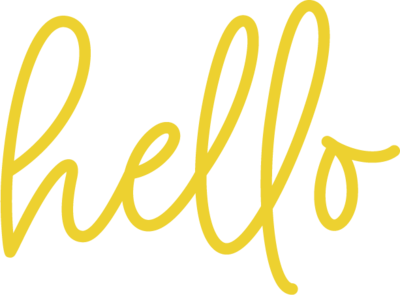 The word hello in yellow script.