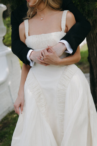 detail photo of bride and grooms hands in jekyll island, georgia