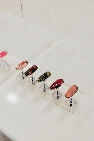 decorated nails on display