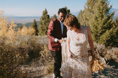Shenandoah elopement at sunset showing a couple on top of a mountain after getting married. Photography by Rock & Wander Photo Co.
