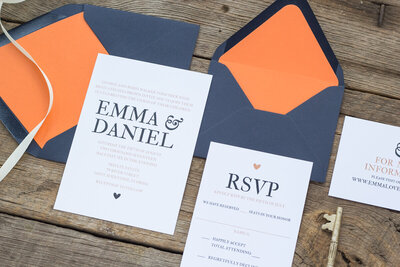 Wedding Invitations with Blue and Orange