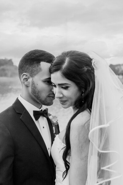 Black and White bride and groom portrait