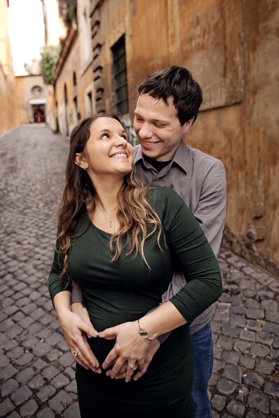 A couple on their babymoon in Rome. Taken by Rome Maternity Photographer, Tricia Anne Photography