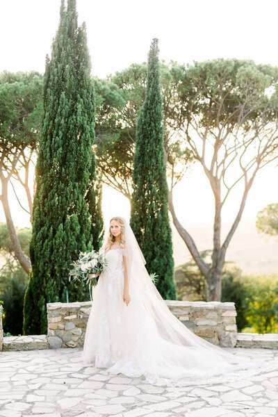 bride during sunset at castello di segalari