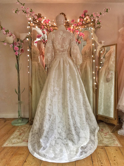 Edith-french-lace-silk-damask-high-neck-long-sleeve-wedding-dress-JoanneFlemingDesign-2