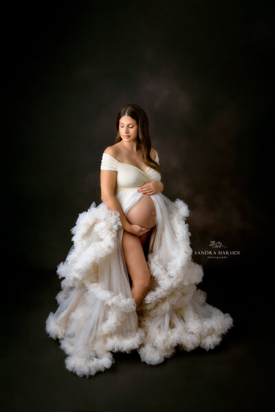Couture gowns in maternity session in Coquitlam