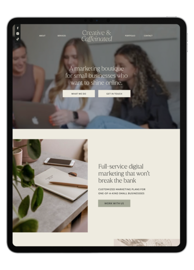 social media manager web design inspo