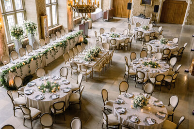 Wedding ballroom reception setup at Fairmont Hotel