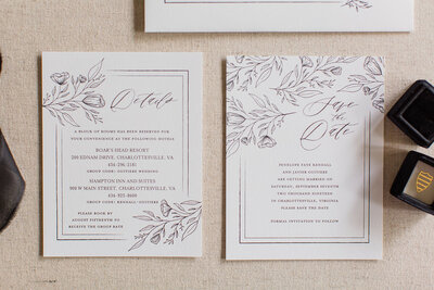 Wedding invitations with Hand Sketched Flowers