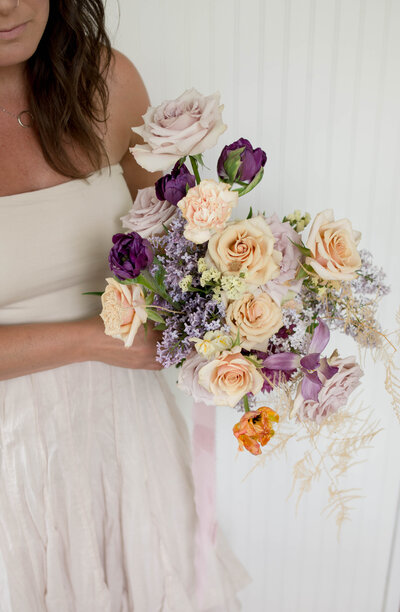Peach and Lavender Bridal Bouquet