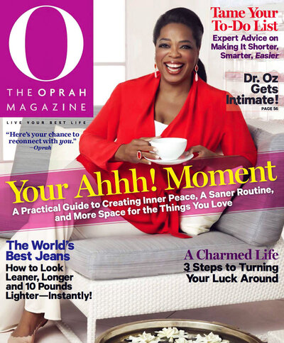 The Oprah Magazine cover with press clipping from Diana Winston