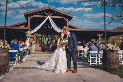 Bride and groom just married after San Diego wedding ceremony