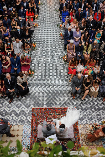 overhead view of wedding ceremony