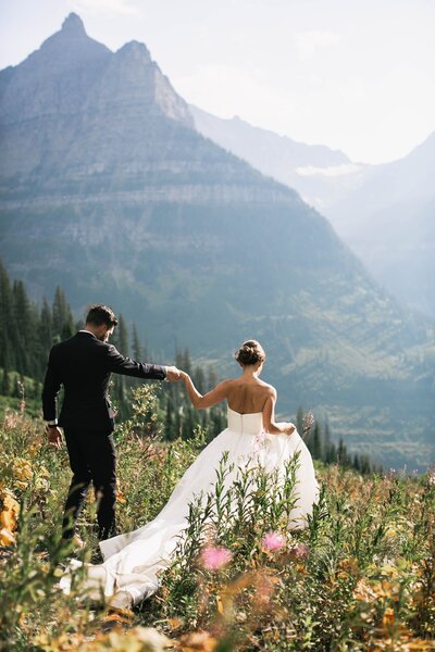 Destination Wedding in Glacier National Park on Logan Pass on their Wedding Adventure by Jennifer Mooney Weddings