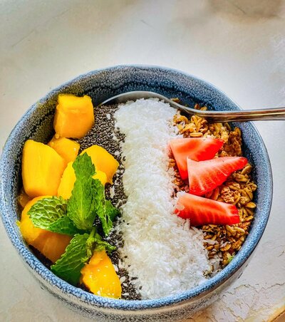Chia pudding bowl with fruit
