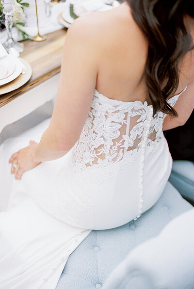 Lace dress at Cottage at Riverbend Wedding by the Best Boise Wedding Photographers, Denise and Bryan