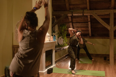 women dancing at wellness retreat