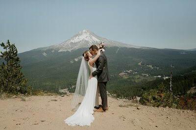 Bride and Groom portrait at Mount Hood Ski Bowl Wedding venue