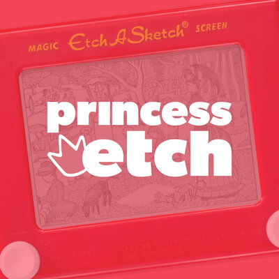 Princess Etch Branding Identity Design Work - White Logo Design On A Red Background