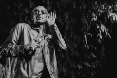 snoop dogg performing at private party in reno in black and white